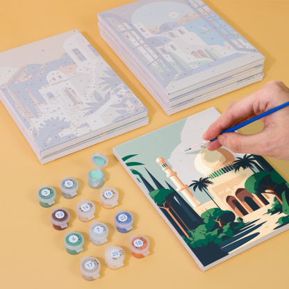 6 pieces, architectural mini digital painting set, 15x20cm/5.9x7.8 inches, handmade, suitable for family leisure, is the perfect gift for family and friends.