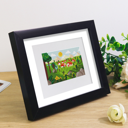 Frameless, mini diamond painting, landscape creative mini diamond painting on the entrance flower house desktop, creative simple pattern diamond painting, 10 pcs, 5.9 X7 inches.