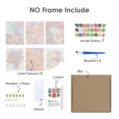 6 pieces, flower mini digital painting set, 15x20cm/5.9x7.8 inches, handmade, suitable for family leisure, is the perfect gift for family and friends.