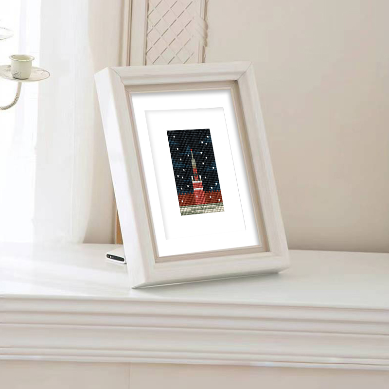 Frameless, mini diamond painting, architectural creative mini diamond painting on the entrance flower house desktop, creative simple pattern diamond painting, 10 pcs, 5.9 X7 inches.