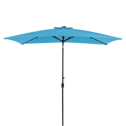 10Ft Outdoor Rectangular Umbrella with 26 Solar-Powered LED Lights, Crank and Tilt (Without Base)