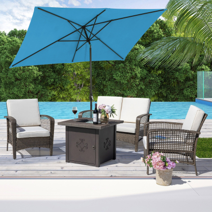10Ft Aluminum Rectangular Market Patio Umbrella with Crank and Tilt (without Base)
