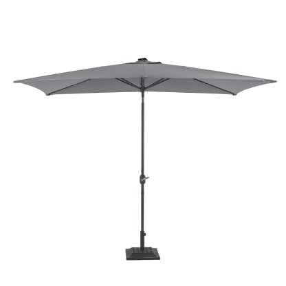 10Ft Outdoor Rectangular Umbrella with 26 Solar-Powered LED Lights, Crank and Tilt (Without Base)