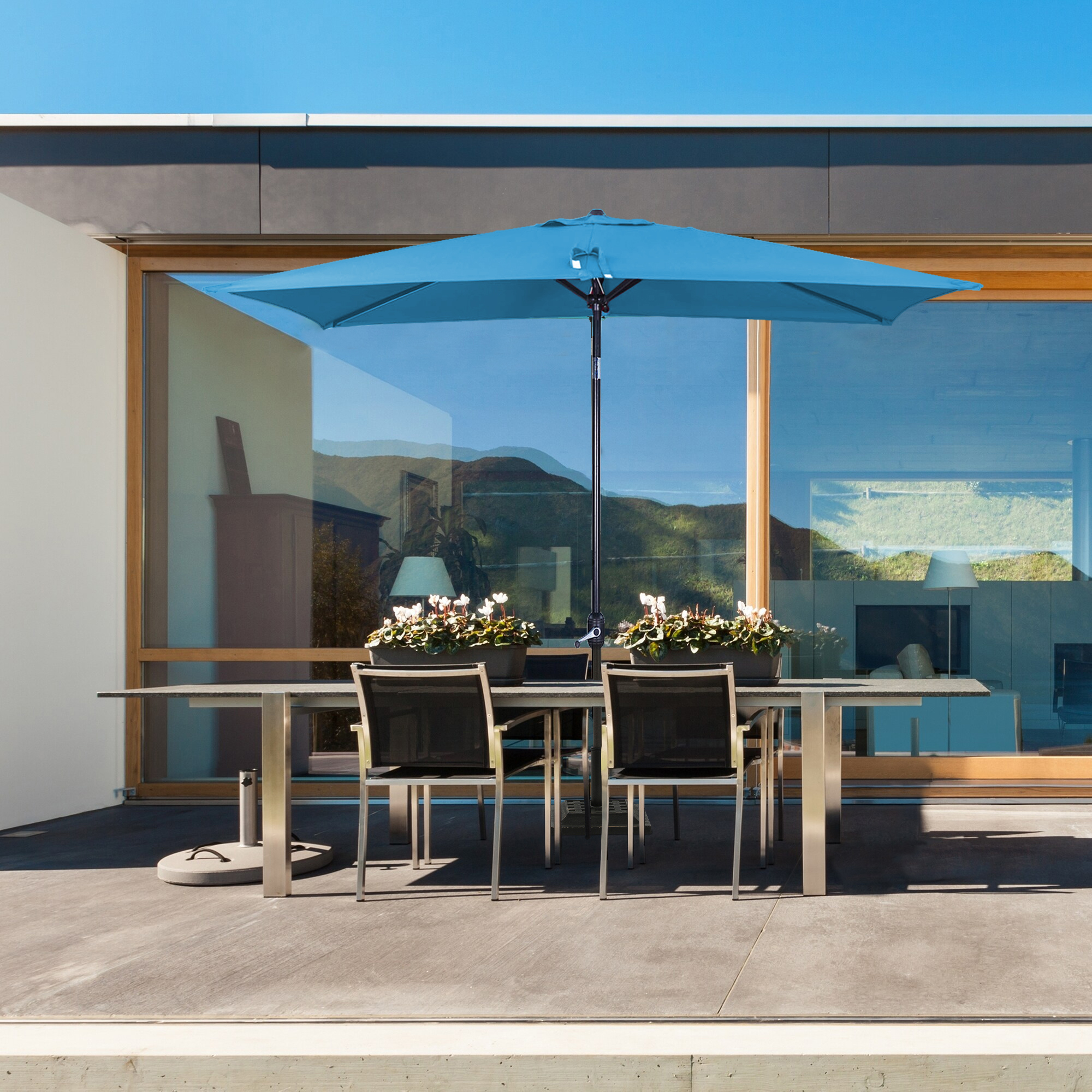 10Ft Aluminum Rectangular Market Patio Umbrella with Crank and Tilt (without Base)