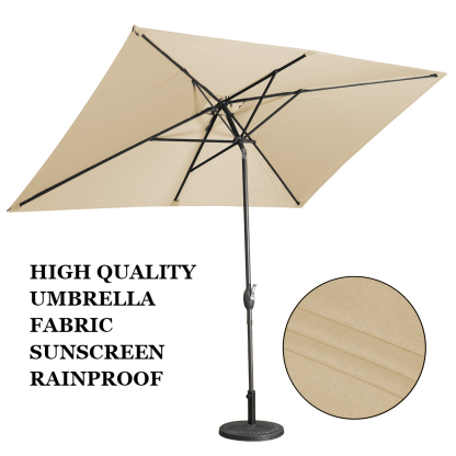 10Ft Aluminum Rectangular Market Patio Umbrella with Crank and Tilt (without Base)