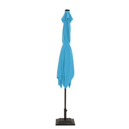 10Ft Outdoor Rectangular Umbrella with 26 Solar-Powered LED Lights, Crank and Tilt (Without Base)