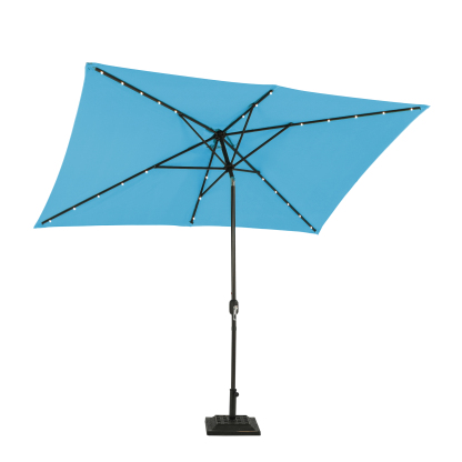 10Ft Outdoor Rectangular Umbrella with 26 Solar-Powered LED Lights, Cr