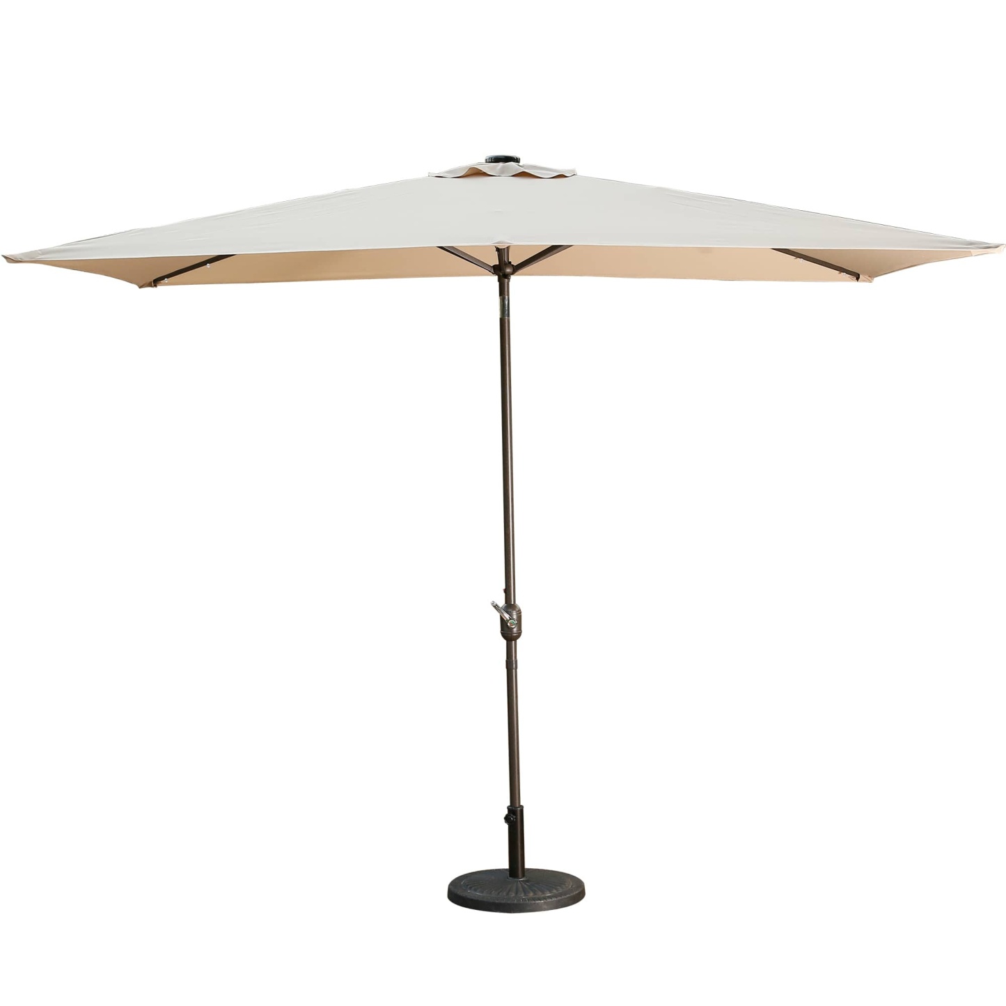 10Ft Outdoor Rectangular Umbrella with 26 Solar-Powered LED Lights, Crank and Tilt (Without Base)