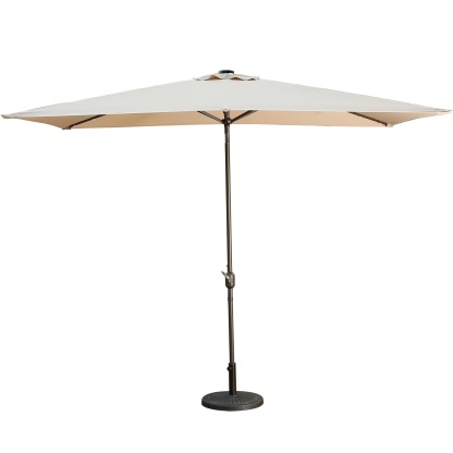 10Ft Outdoor Rectangular Umbrella with 26 Solar-Powered LED Lights, Crank and Tilt (Without Base)