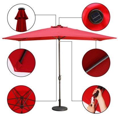 10Ft Aluminum Rectangular Market Patio Umbrella with Crank and Tilt (without Base)