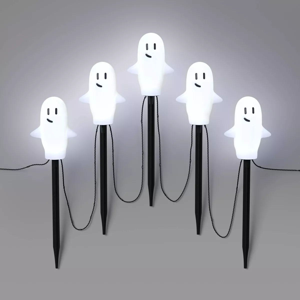 5ct 15.5" LED Halloween Pathway Lights with Timer Cool White Ghost - Hyde & EEK! Boutique™