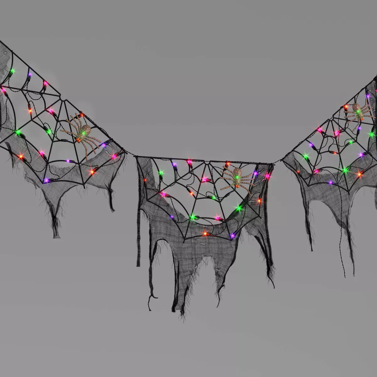 70" LED Lit Spider Webs with Gauze Halloween Novelty Silhouette Lights - Hyde & EEK! Boutique™