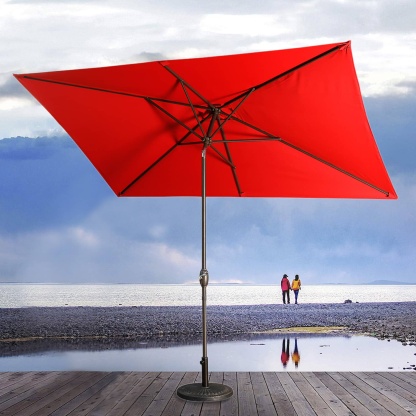 10Ft Aluminum Rectangular Market Patio Umbrella with Crank and Tilt (without Base)