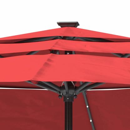 11 FT 3-Layer Aluminum Market Solar Tilt Patio Umbrella with 32-LED Light (without Base)
