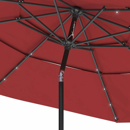 11 FT 3-Layer Aluminum Market Solar Tilt Patio Umbrella with 32-LED Light (without Base)