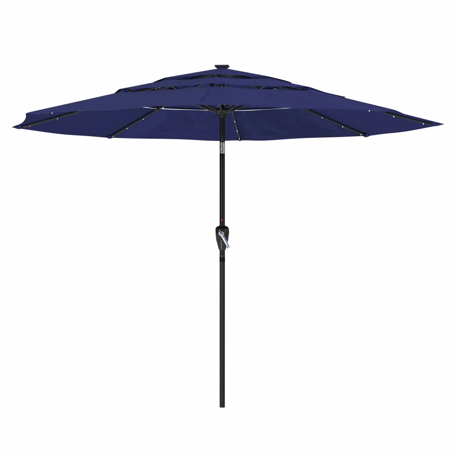 11 FT 3-Layer Aluminum Market Solar Tilt Patio Umbrella with 32-LED Light (without Base)