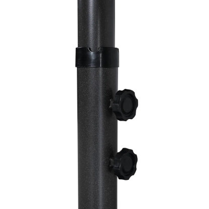 15ft Patio Steel Rectangular Double-Sided Market Umbrella With Base, Classic Design or Solar LED Lights Options,UV Sun Protection & Easy Crank for Deck Pool Patio.