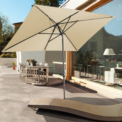 10Ft Aluminum Rectangular Market Patio Umbrella with Crank and Tilt (without Base)