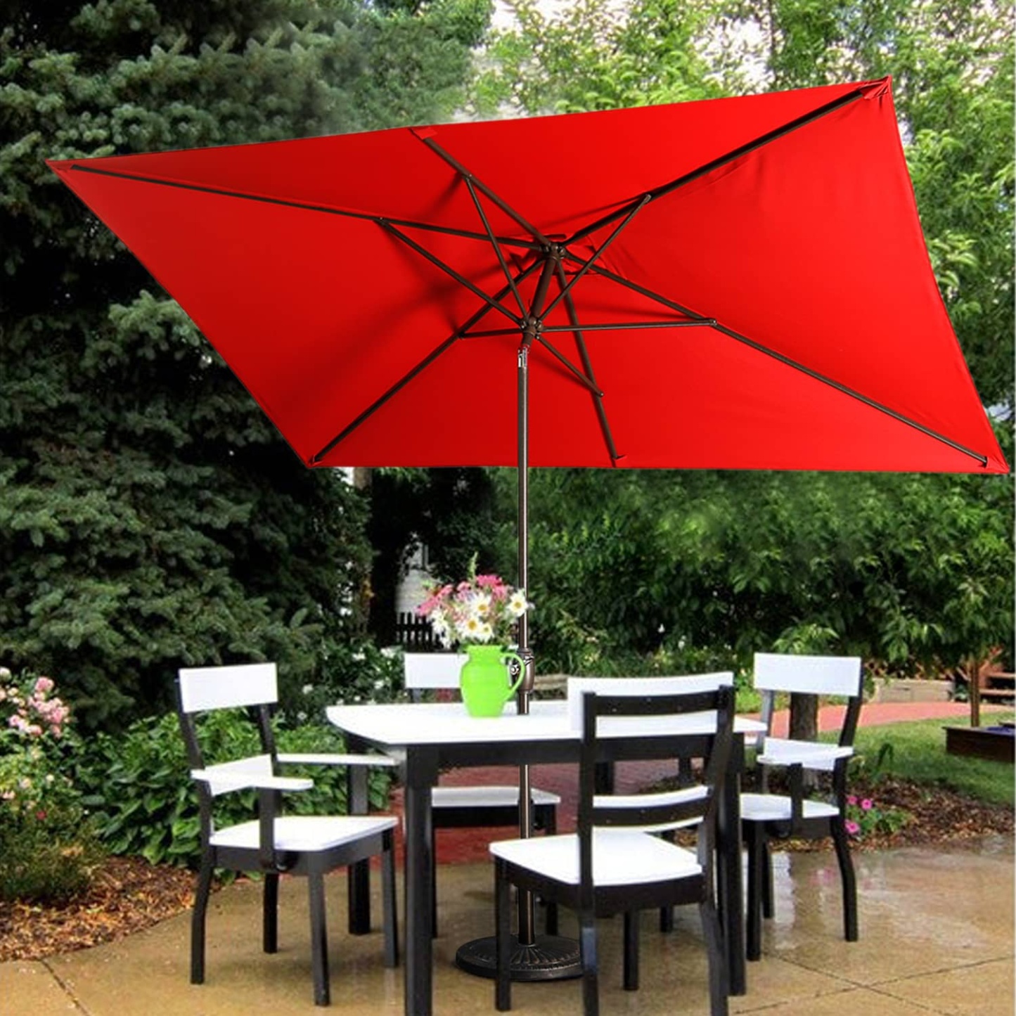 10Ft Aluminum Rectangular Market Patio Umbrella with Crank and Tilt (without Base)