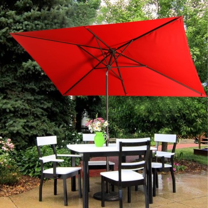 10Ft Aluminum Rectangular Market Patio Umbrella with Crank and Tilt (without Base)
