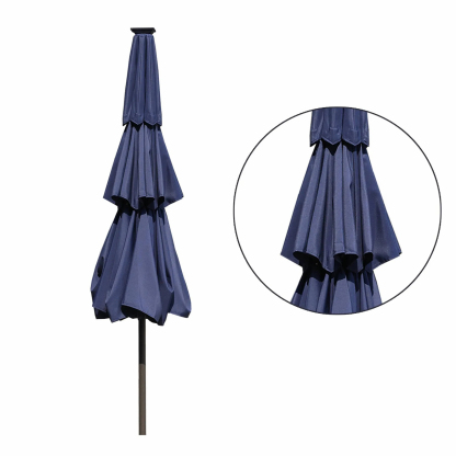 11 FT 3-Layer Aluminum Market Solar Tilt Patio Umbrella with 32-LED Light (without Base)