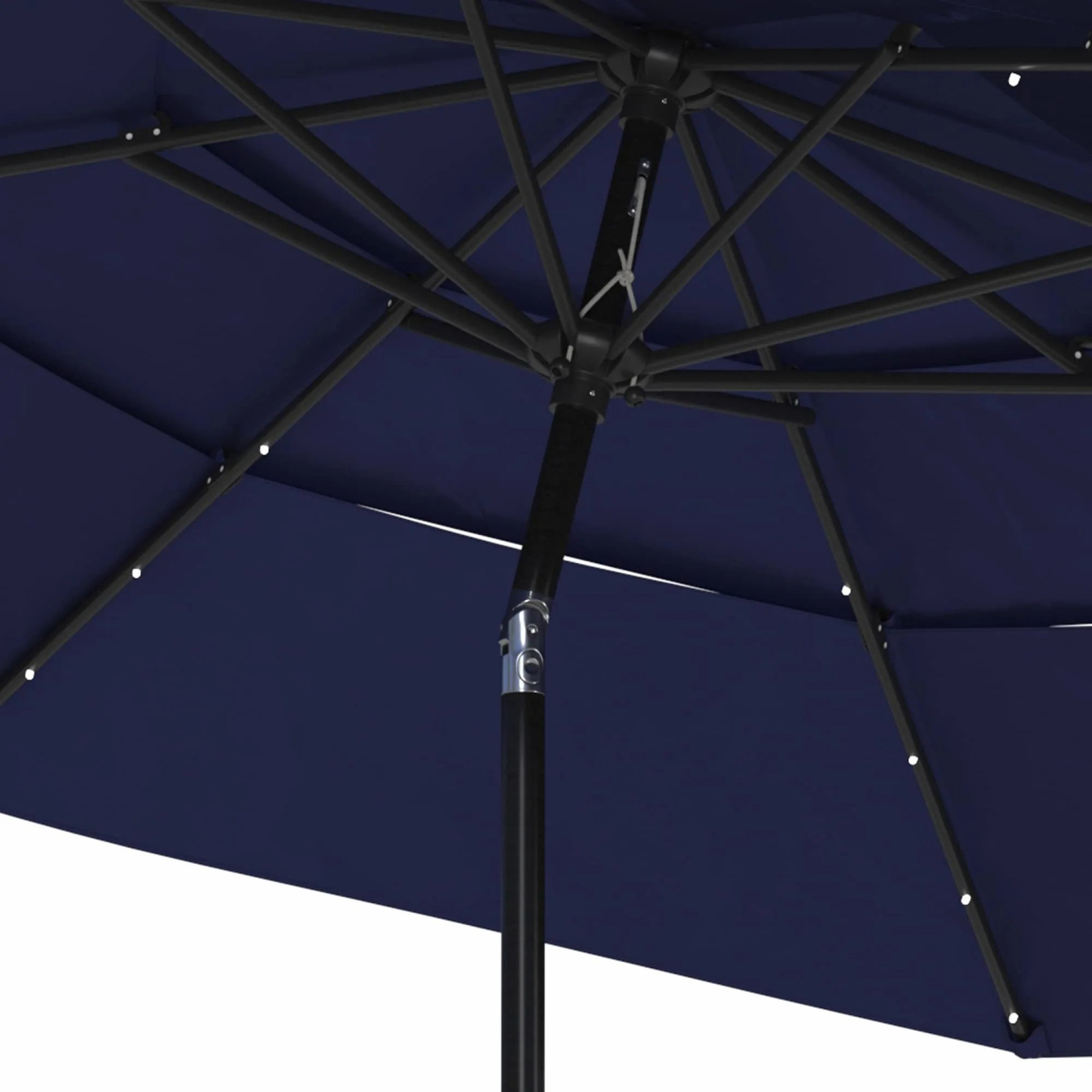 11 FT 3-Layer Aluminum Market Solar Tilt Patio Umbrella with 32-LED Light (without Base)