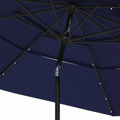 11 FT 3-Layer Aluminum Market Solar Tilt Patio Umbrella with 32-LED Light (without Base)