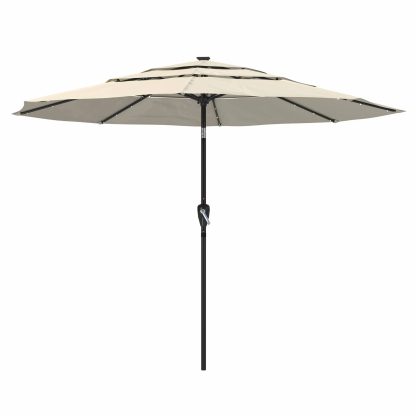 11 FT 3-Layer Aluminum Market Solar Tilt Patio Umbrella with 32-LED Light (without Base)