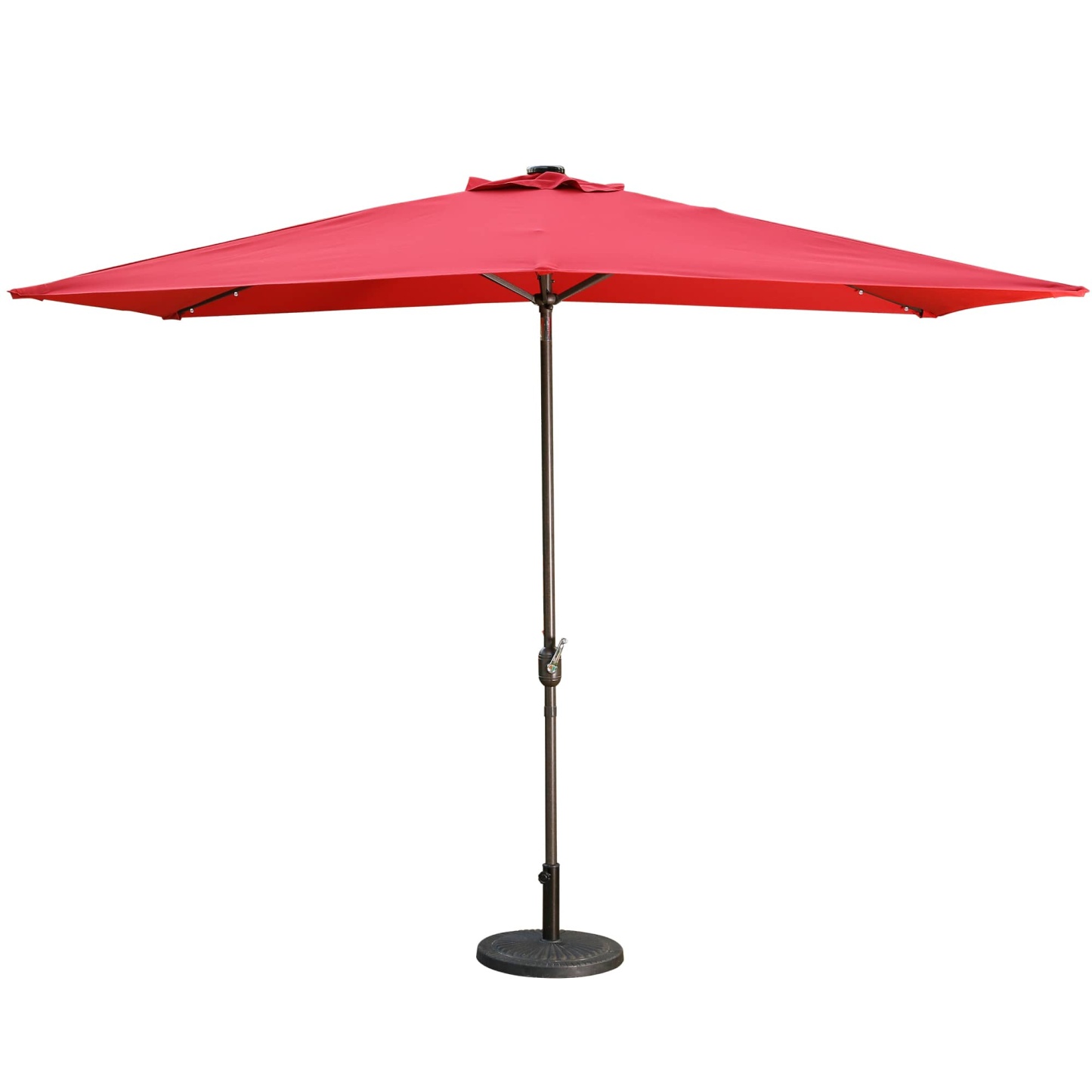 10Ft Outdoor Rectangular Umbrella with 26 Solar-Powered LED Lights, Crank and Tilt (Without Base)