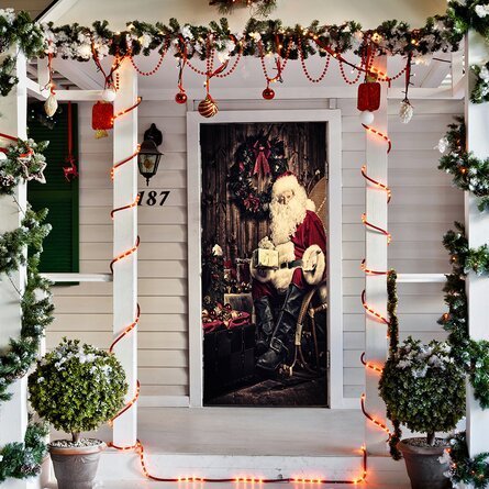 Good Old Santa Claus with Christmas Gifts Door Mural
