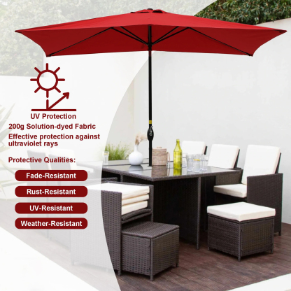 10Ft Aluminum Rectangular Market Patio Umbrella with Crank and Tilt (without Base)