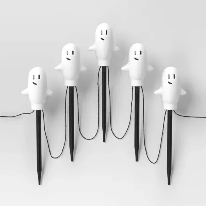 5ct 15.5" LED Halloween Pathway Lights with Timer Cool White Ghost - Hyde & EEK! Boutique™