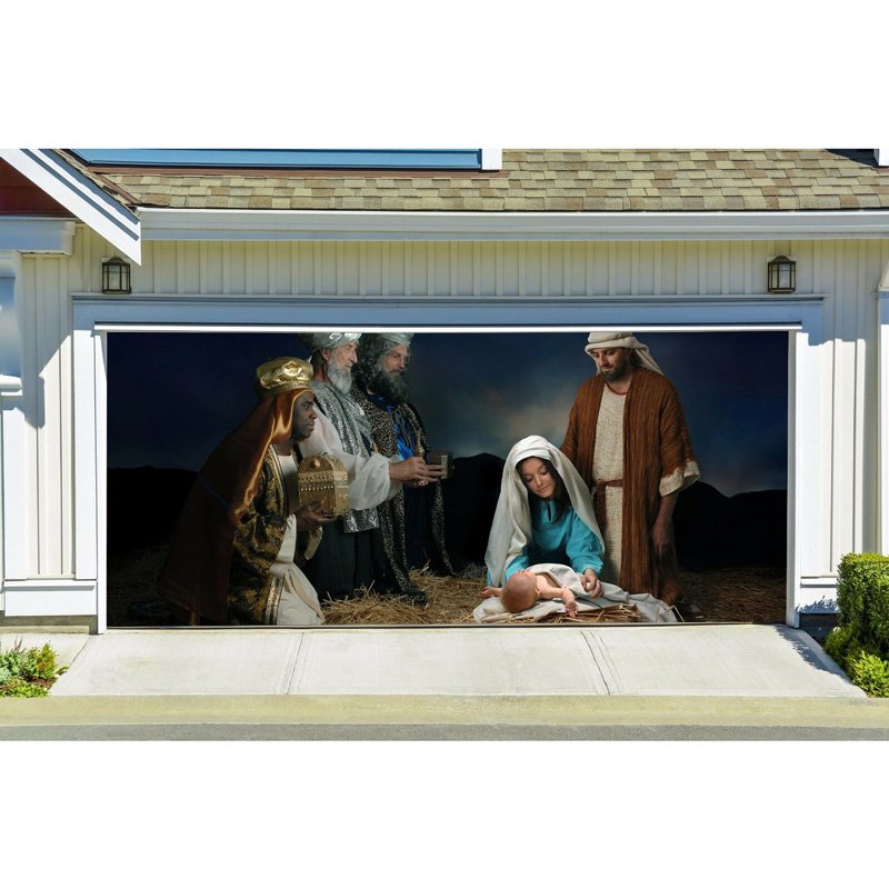 Nativity Scene Garage Door Cover Full Color Christmas Garage Door Mural