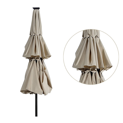 11 FT 3-Layer Aluminum Market Solar Tilt Patio Umbrella with 32-LED Light (without Base)
