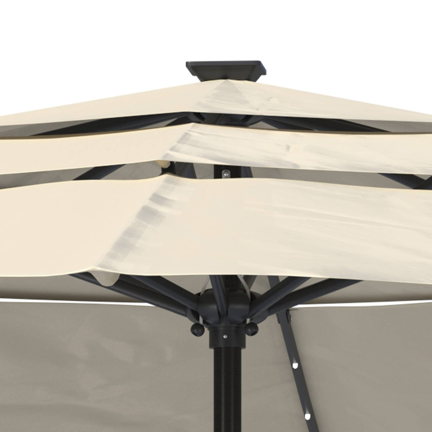 11 FT 3-Layer Aluminum Market Solar Tilt Patio Umbrella with 32-LED Light (without Base)