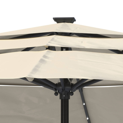 11 FT 3-Layer Aluminum Market Solar Tilt Patio Umbrella with 32-LED Light (without Base)