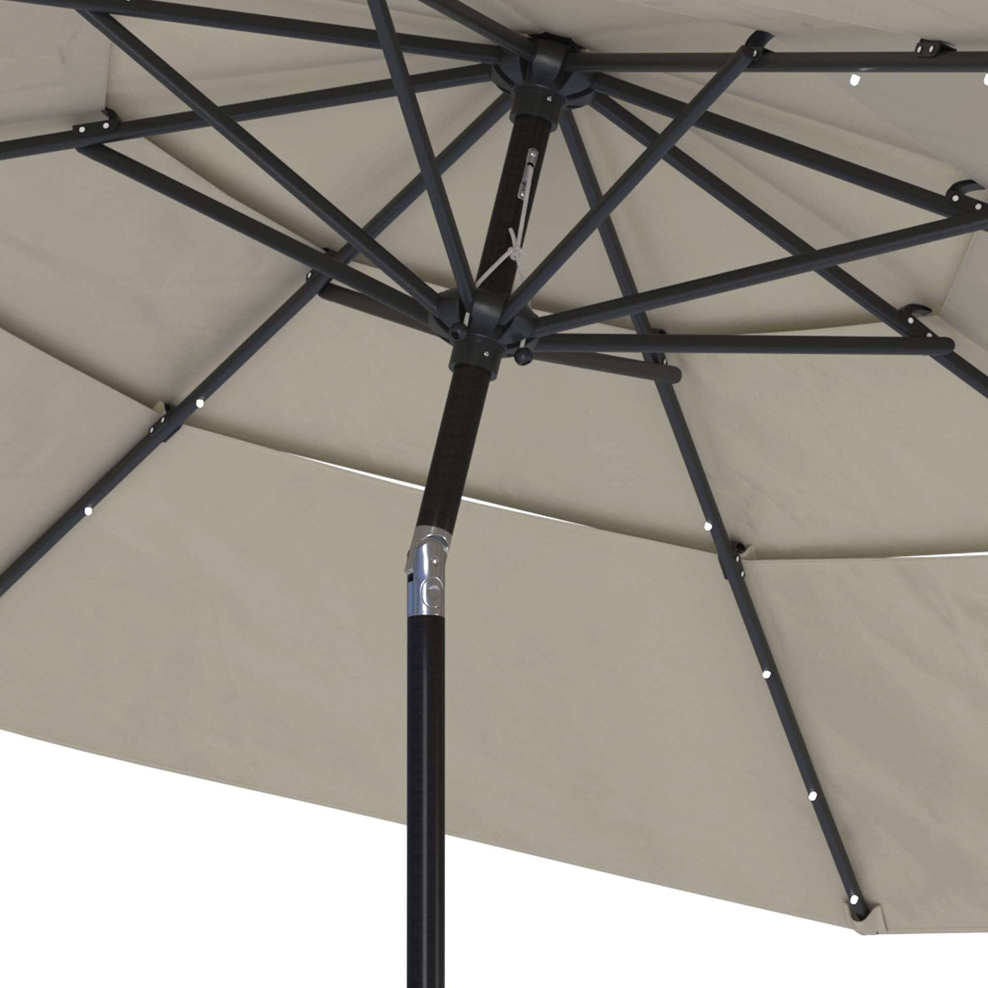 11 FT 3-Layer Aluminum Market Solar Tilt Patio Umbrella with 32-LED Light (without Base)
