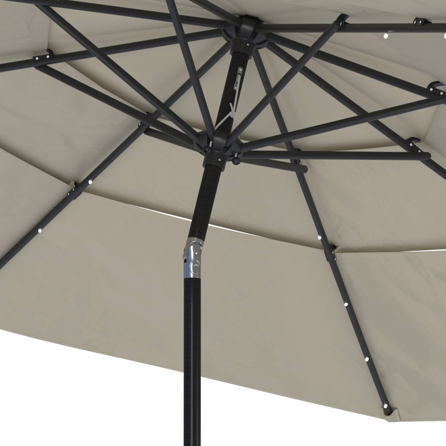 11 FT 3-Layer Aluminum Market Solar Tilt Patio Umbrella with 32-LED Light (without Base)