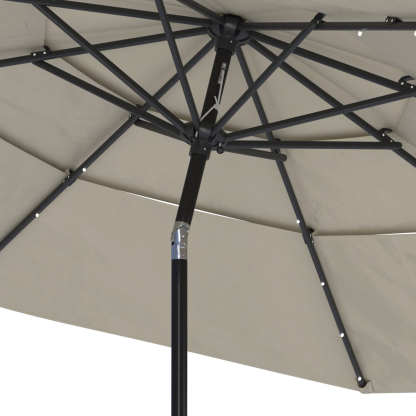 11 FT 3-Layer Aluminum Market Solar Tilt Patio Umbrella with 32-LED Light (without Base)