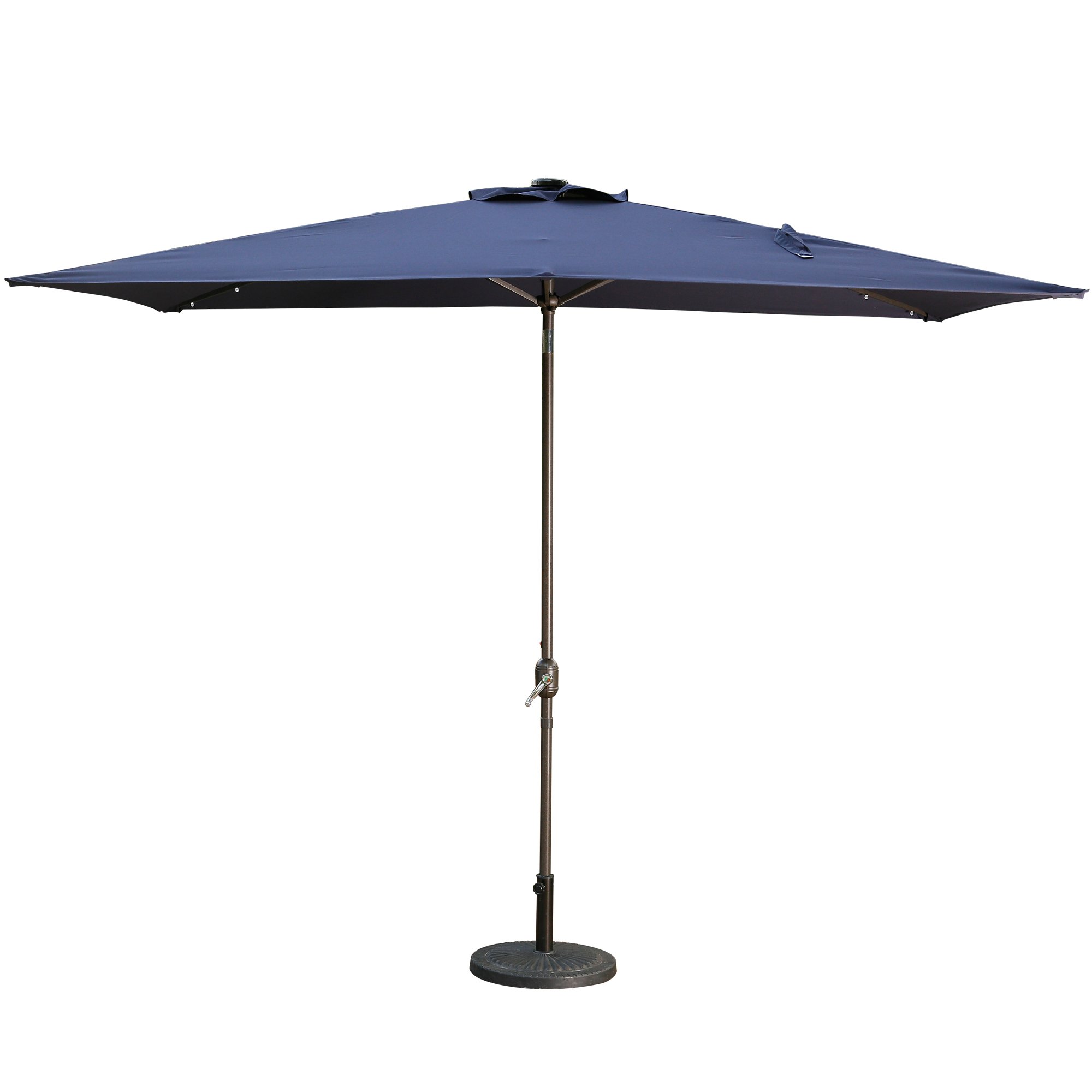 10Ft Outdoor Rectangular Umbrella with 26 Solar-Powered LED Lights, Crank and Tilt (Without Base)