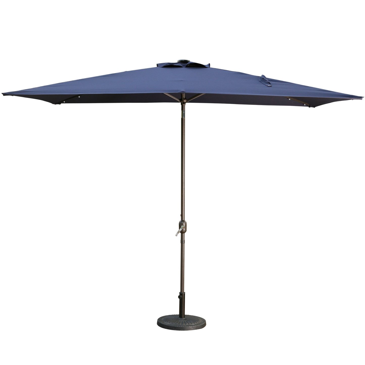 10Ft Outdoor Rectangular Umbrella with 26 Solar-Powered LED Lights, Crank and Tilt (Without Base)