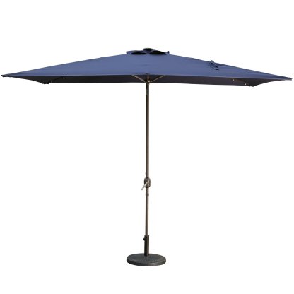 10Ft Outdoor Rectangular Umbrella with 26 Solar-Powered LED Lights, Crank and Tilt (Without Base)