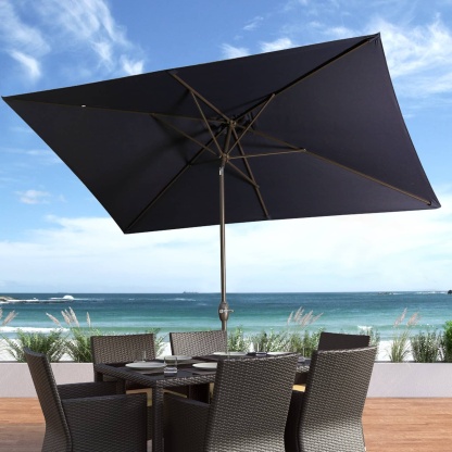 10Ft Aluminum Rectangular Market Patio Umbrella with Crank and Tilt (without Base)