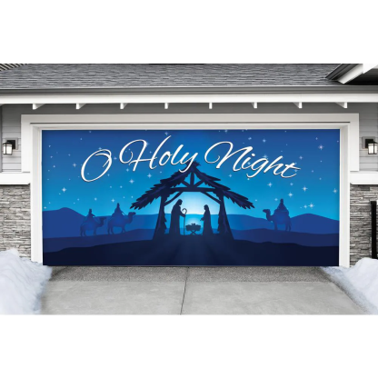 7 ft. x 16 ft. Nativity Scene O' Holy Night-Christmas Garage Door Deco