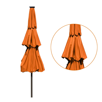 11 FT 3-Layer Aluminum Market Solar Tilt Patio Umbrella with 32-LED Light (without Base)