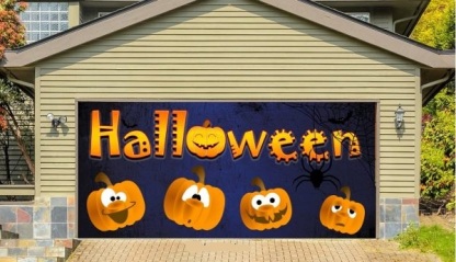 7' x 16' Garage Door Decor Pumpkins