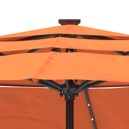 11 FT 3-Layer Aluminum Market Solar Tilt Patio Umbrella with 32-LED Light (without Base)