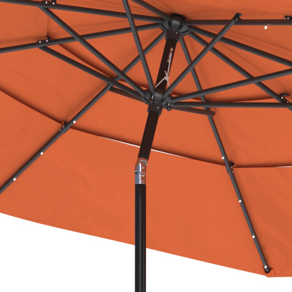 11 FT 3-Layer Aluminum Market Solar Tilt Patio Umbrella with 32-LED Light (without Base)