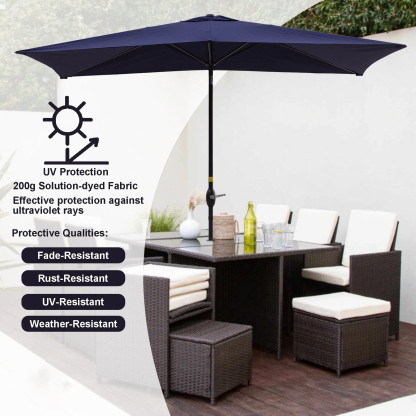 10Ft Aluminum Rectangular Market Patio Umbrella with Crank and Tilt (without Base)