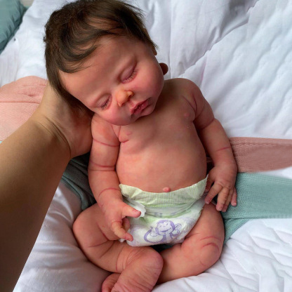 12"&16" Washable Solid Platinum Silicone Sleeping Newborn Baby Doll Bo